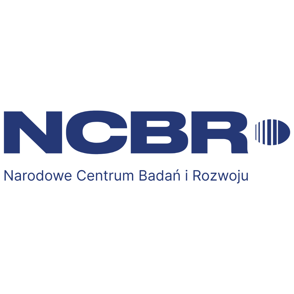 Logo Narodowego Centrum Badań i Rozwoju (NCBR) w niebieskim kolorze, z tekstem "Narodowe Centrum Badań i Rozwoju" pod akronimem NCBR, symbolizującym innowacje i badania w Polsce.